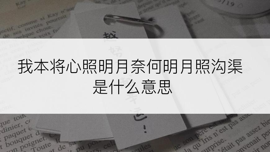 我本将心照明月奈何明月照沟渠是什么意思