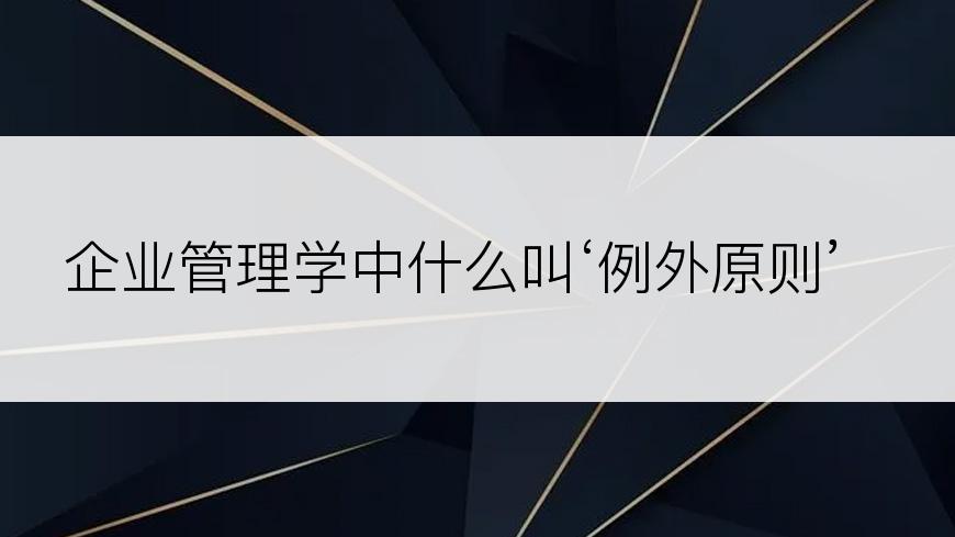 企业管理学中什么叫‘例外原则’？