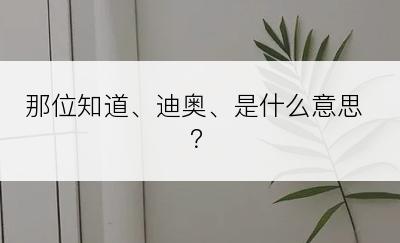 那位知道、迪奥、是什么意思？