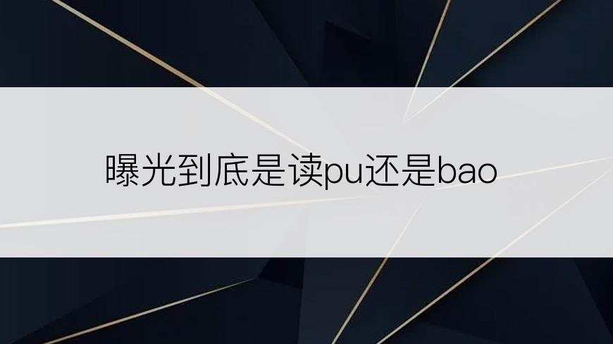 曝光到底是读pu还是bao