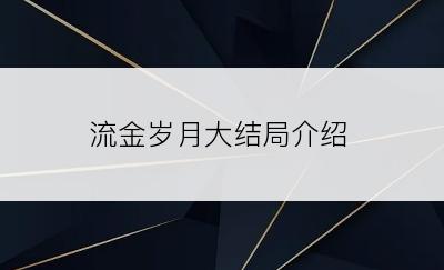 流金岁月大结局介绍