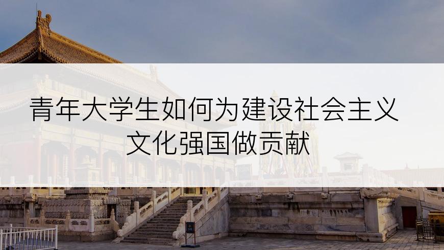 青年大学生如何为建设社会主义文化强国做贡献