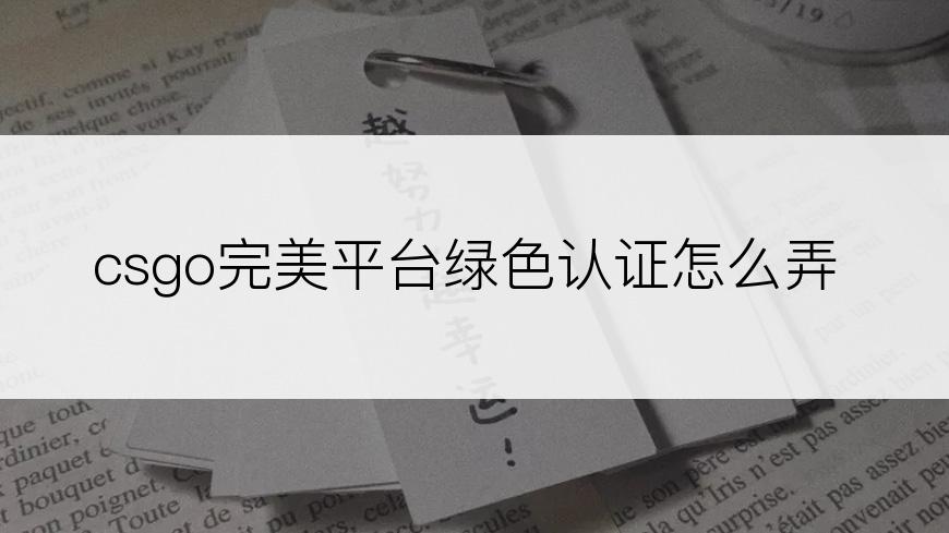 csgo完美平台绿色认证怎么弄