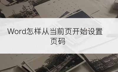 Word怎样从当前页开始设置页码