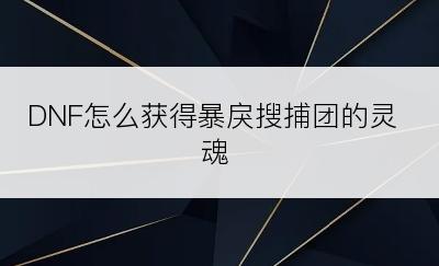 DNF怎么获得暴戾搜捕团的灵魂