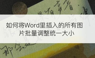 如何将Word里插入的所有图片批量调整统一大小