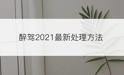 醉驾2021最新处理方法