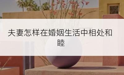 夫妻怎样在婚姻生活中相处和睦