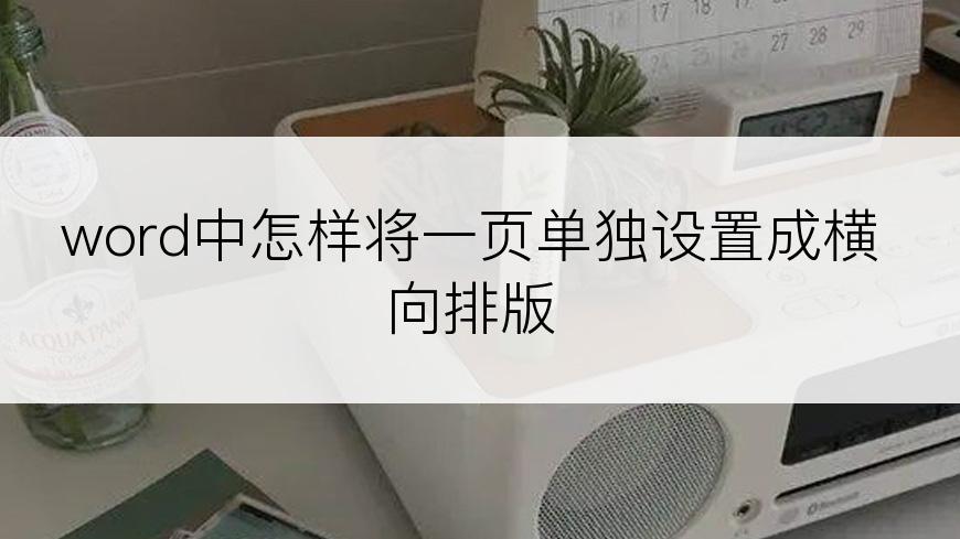 word中怎样将一页单独设置成横向排版