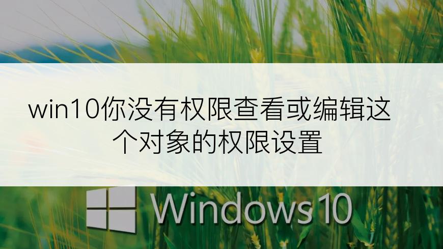 win10你没有权限查看或编辑这个对象的权限设置