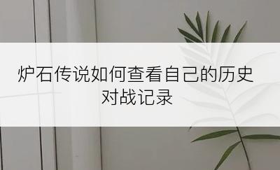 炉石传说如何查看自己的历史对战记录