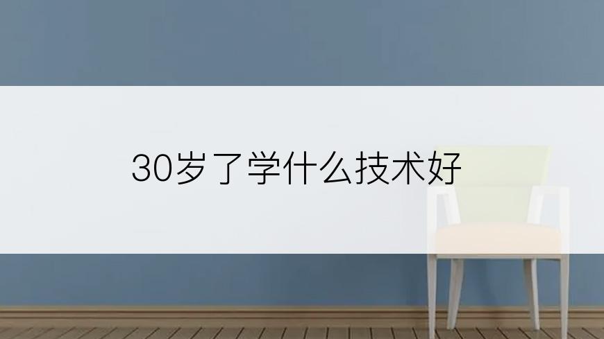 30岁了学什么技术好