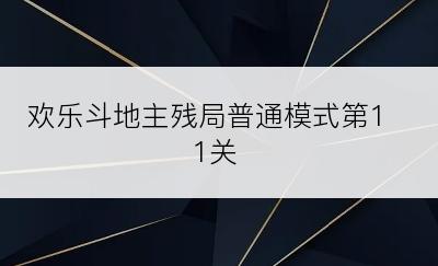 欢乐斗地主残局普通模式第11关