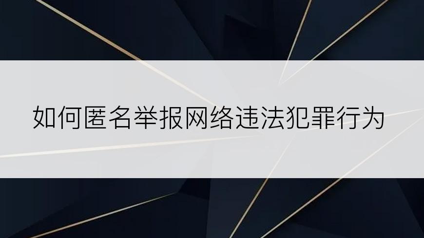 如何匿名举报网络违法犯罪行为