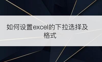 如何设置excel的下拉选择及格式