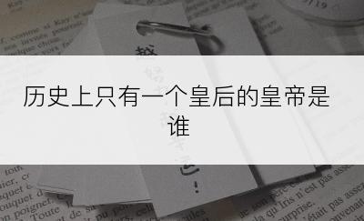 历史上只有一个皇后的皇帝是谁