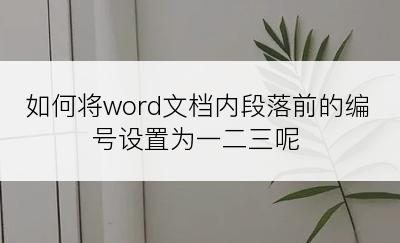 如何将word文档内段落前的编号设置为一二三呢