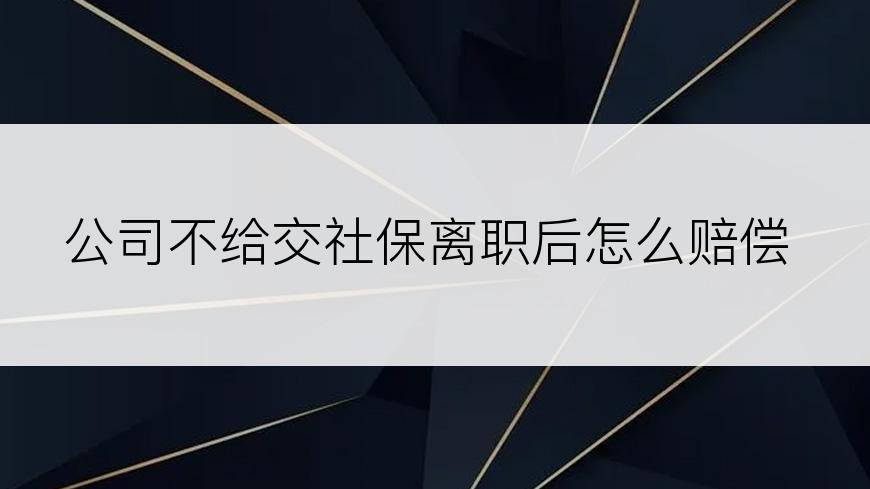 公司不给交社保离职后怎么赔偿