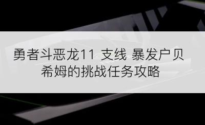 勇者斗恶龙11 支线 暴发户贝希姆的挑战任务攻略