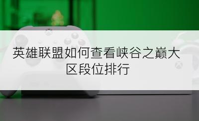 英雄联盟如何查看峡谷之巅大区段位排行