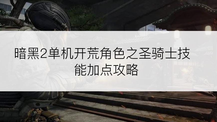 暗黑2单机开荒角色之圣骑士技能加点攻略