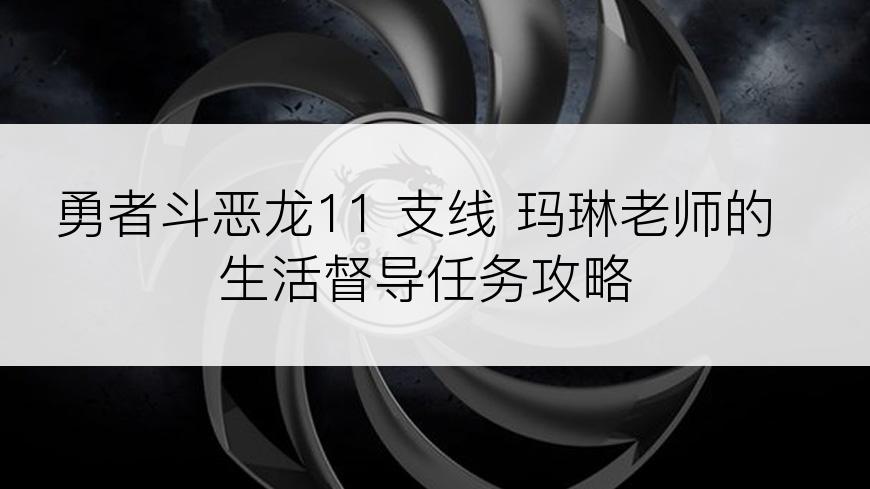 勇者斗恶龙11 支线 玛琳老师的生活督导任务攻略