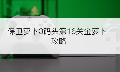 保卫萝卜3码头第16关金萝卜攻略