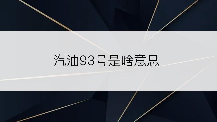 汽油93号是啥意思