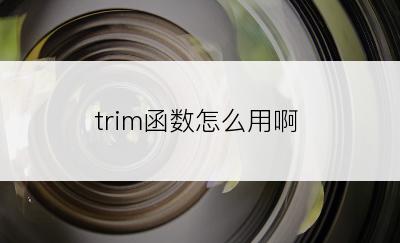 trim函数怎么用啊