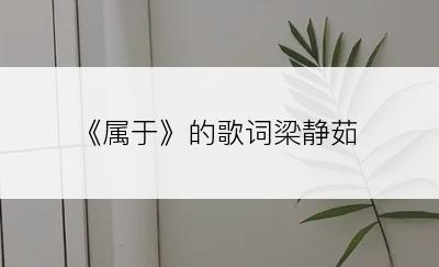 《属于》的歌词梁静茹