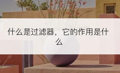 什么是过滤器，它的作用是什么