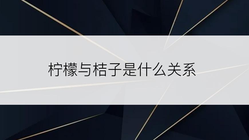 柠檬与桔子是什么关系