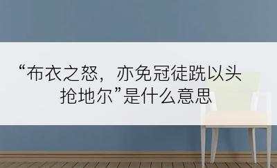 “布衣之怒，亦免冠徒跣以头抢地尔”是什么意思