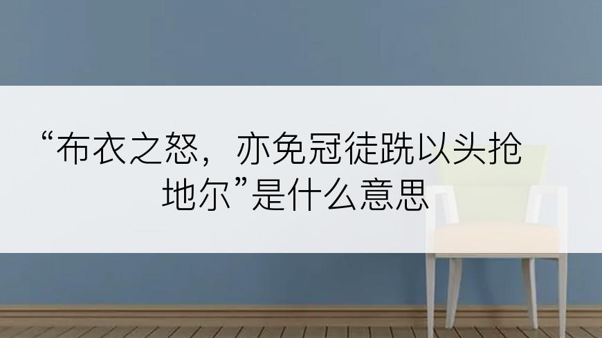 “布衣之怒，亦免冠徒跣以头抢地尔”是什么意思