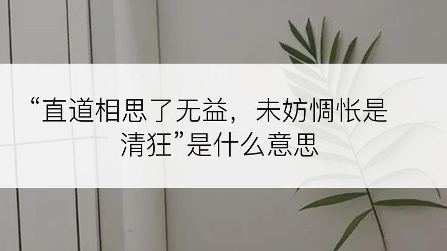 “直道相思了无益，未妨惆怅是清狂”是什么意思