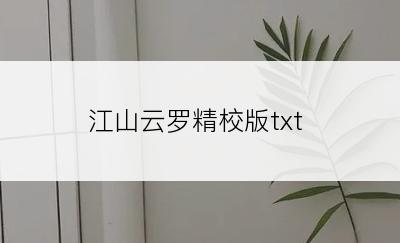 江山云罗精校版txt