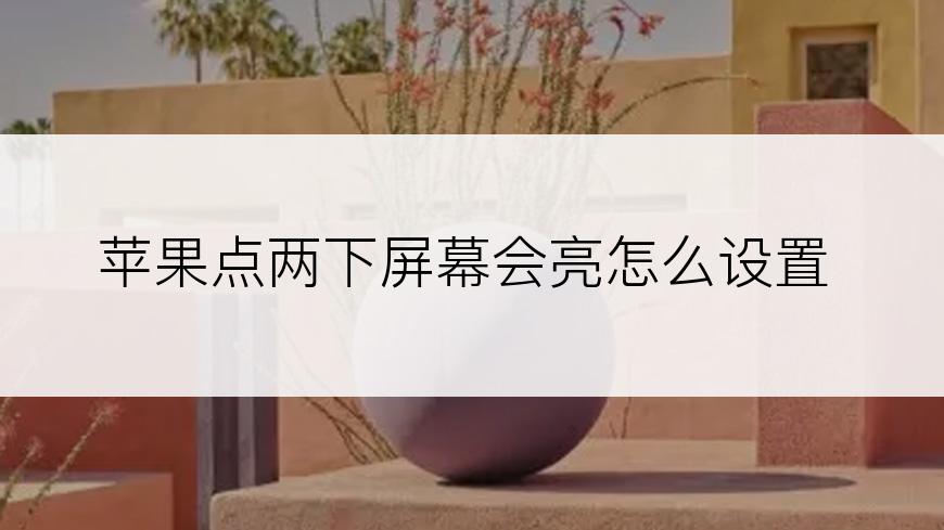 苹果点两下屏幕会亮怎么设置