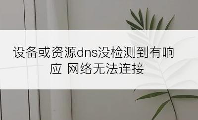 设备或资源dns没检测到有响应 网络无法连接