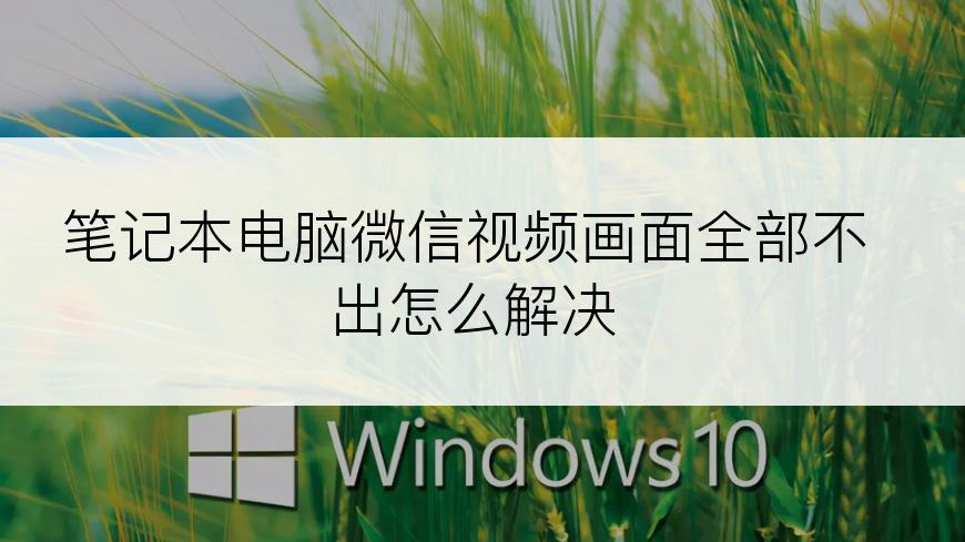 笔记本电脑微信视频画面全部不出怎么解决