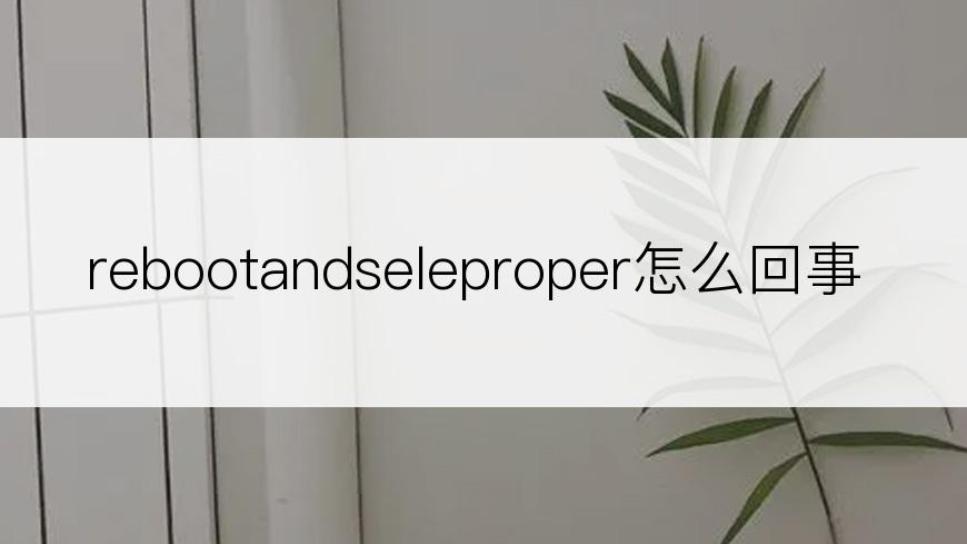 rebootandseleproper怎么回事