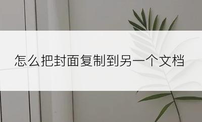 怎么把封面复制到另一个文档