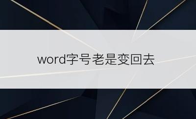 word字号老是变回去