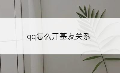 qq怎么开基友关系