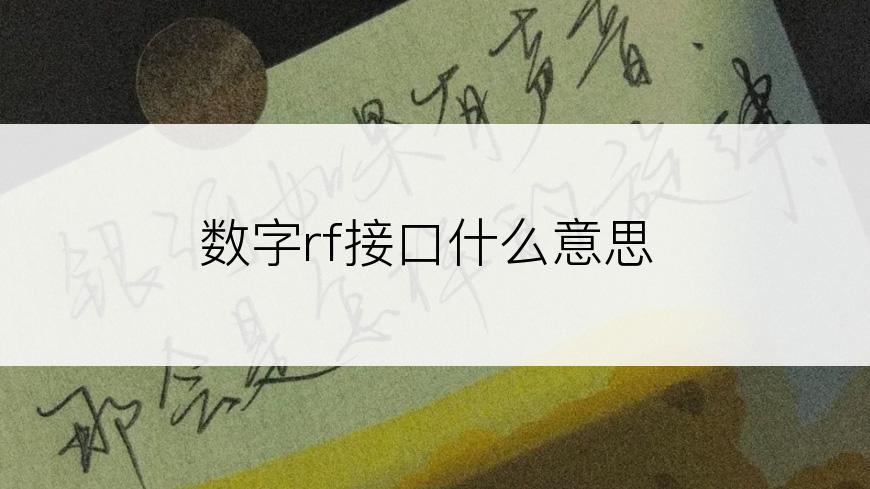 数字rf接口什么意思