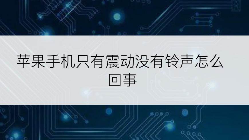 苹果手机只有震动没有铃声怎么回事