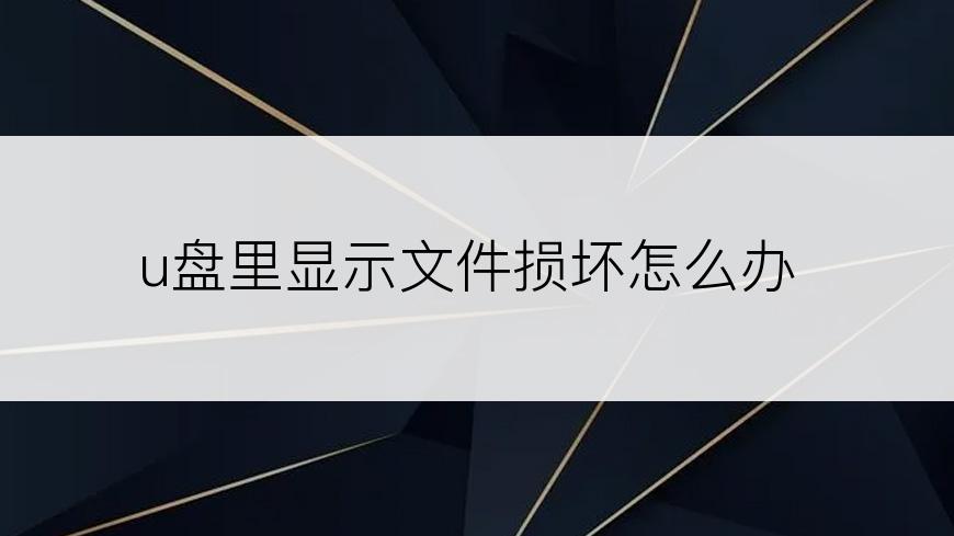 u盘里显示文件损坏怎么办