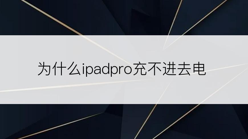 为什么ipadpro充不进去电