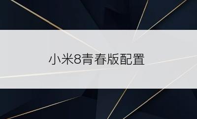 小米8青春版配置