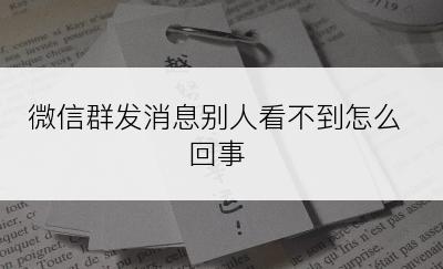 微信群发消息别人看不到怎么回事