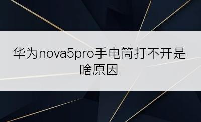 华为nova5pro手电筒打不开是啥原因